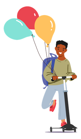 School boy feeling happy and going to school  Illustration