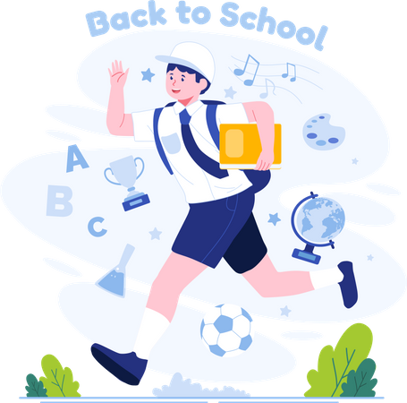 School boy getting back to school  Illustration