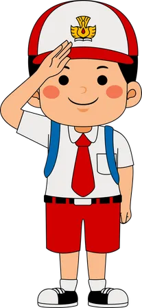 School boy giving salute  Illustration