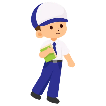 School Boy holding a Book  Illustration