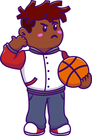 School Boy Holding Basketball  Illustration