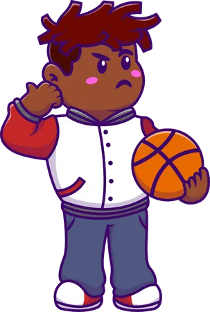 School Boy Holding Basketball  Illustration