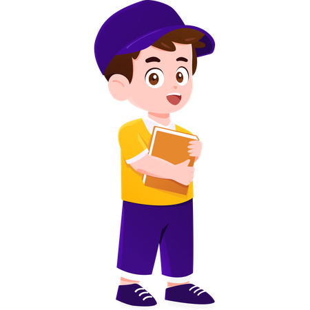 School boy holding book  Illustration