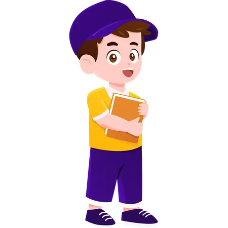 School boy holding book  Illustration