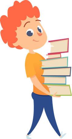 School boy holding books Illustration