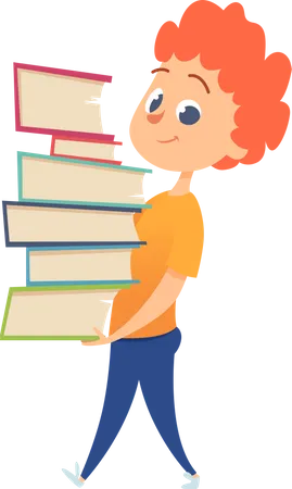 School boy holding books Illustration