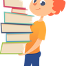 illustration school boy holding books