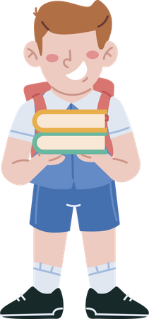 School boy holding books  Illustration