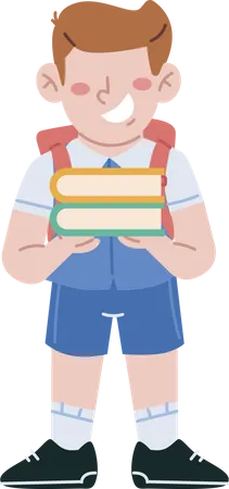School boy holding books  イラスト