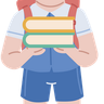 school boy holding books illustration