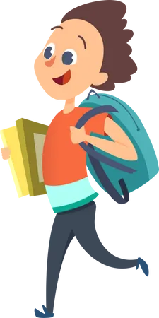School boy holding books going to school Illustration