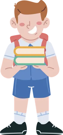 School boy holding books  Illustration