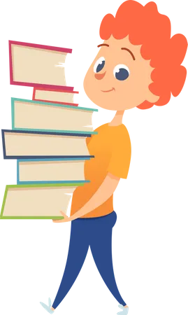 School boy holding books  Illustration