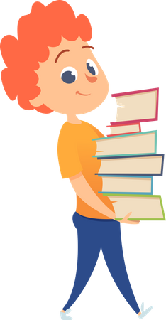 School boy holding books  Illustration