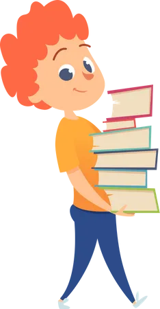 School boy holding books  Illustration