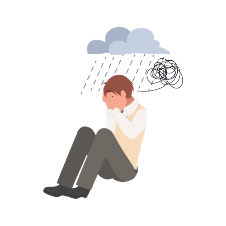 School boy in depression  Illustration