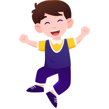 School Boy Jumping  Illustration