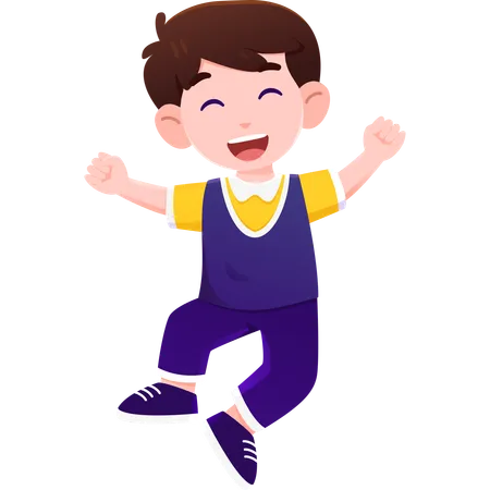 School Boy Jumping  Illustration