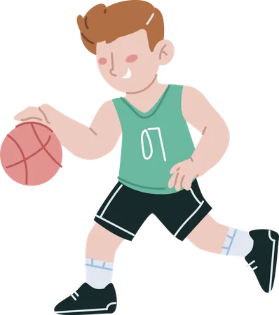 School boy playing Basketball  Illustration