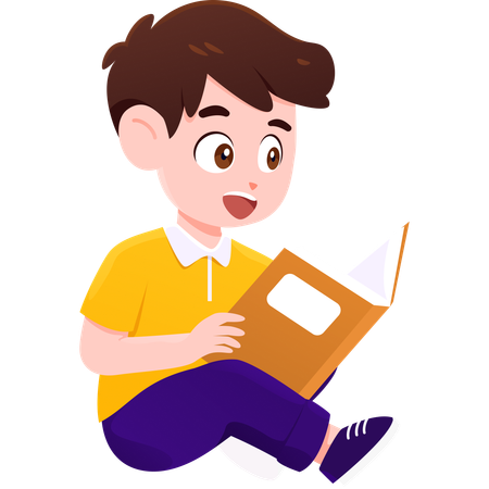 School boy read book  Illustration