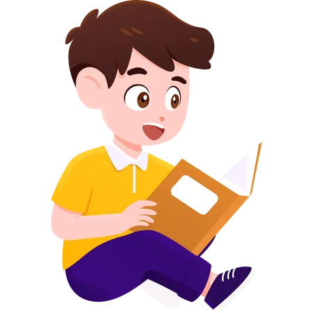 School boy read book  Illustration