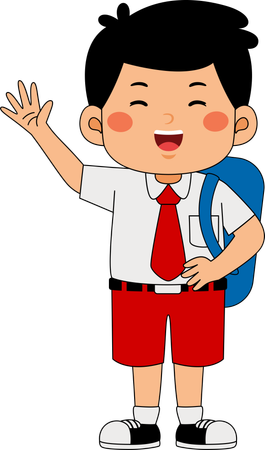 School boy showing hand gesture  Illustration