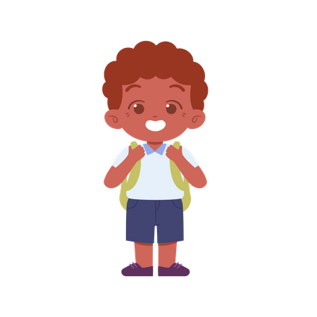 School Boy Standing And Carrying Schoolbag  Illustration