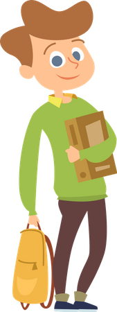 School boy with bag and book Illustration