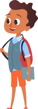 School boy with book and bag Illustration