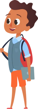 School boy with book and bag  Illustration