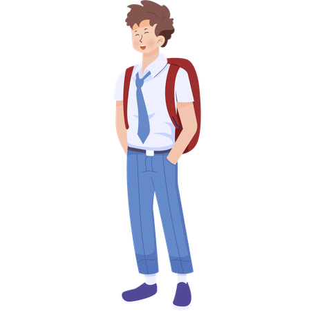 School boy with hands in his pockets  Illustration