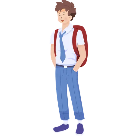 School boy with hands in his pockets  Illustration