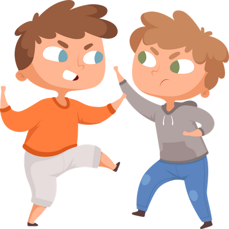 School boys fighting  Illustration