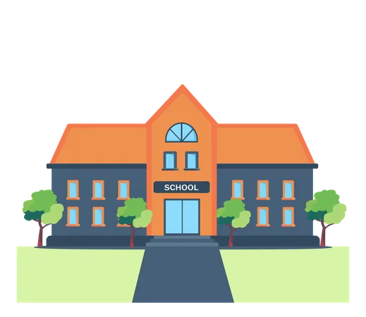 School Building Building Flat Style Flat Vector Template Style Suitable For Web Landing Page Background Illustration