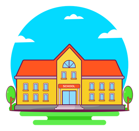 School Building  Illustration