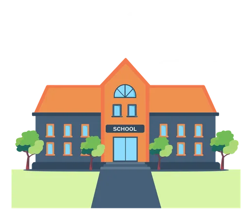 School Building  Illustration