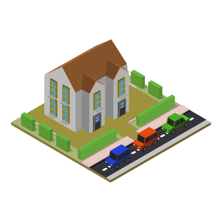 School Building  Illustration