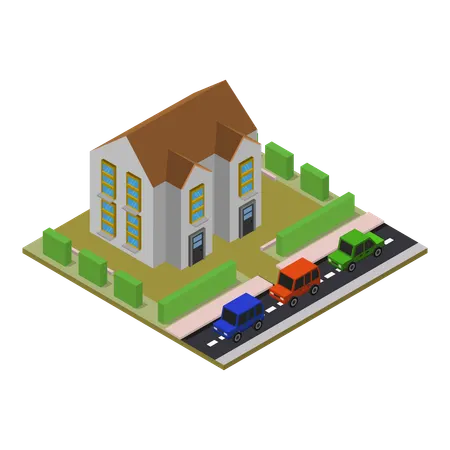 School Building  Illustration