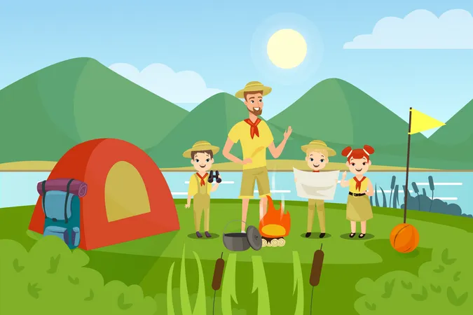 School camping  Illustration