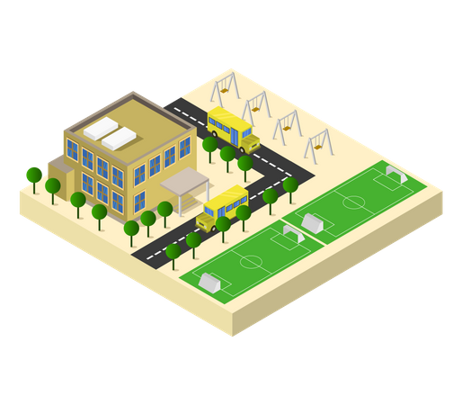 School Campus  Illustration