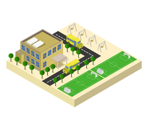 School Campus  Illustration