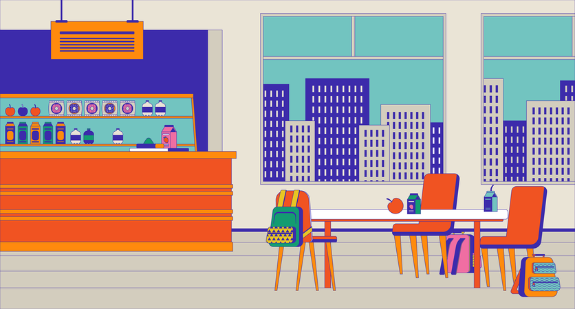 School canteen indoor  Illustration