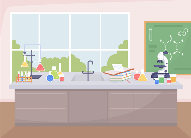 School chemistry lab  Illustration