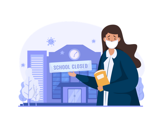 School closed during covid-19 pandemic  Illustration