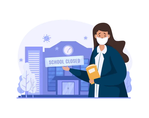 School closed during covid-19 pandemic  Illustration