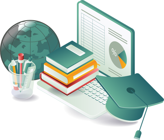 School education in laptop  Illustration