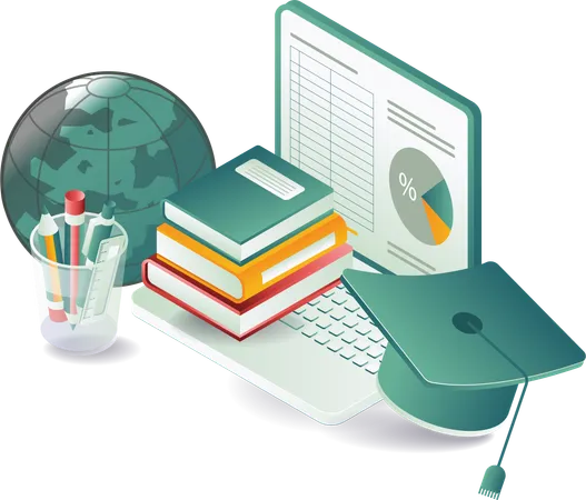 School education in laptop  Illustration