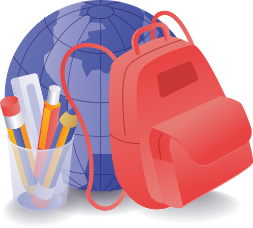 School education tool bag illustration concept  Illustration