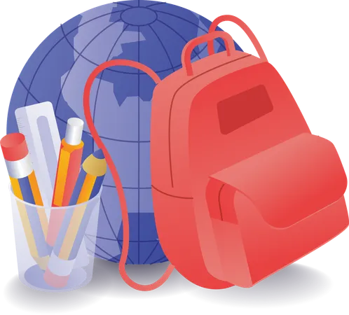 School education tool bag illustration concept  Illustration