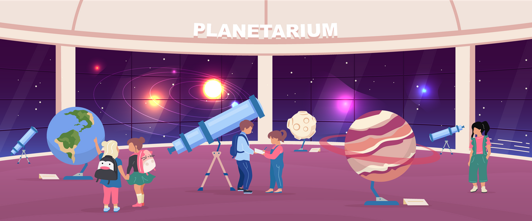 School excursion to planetarium Illustration